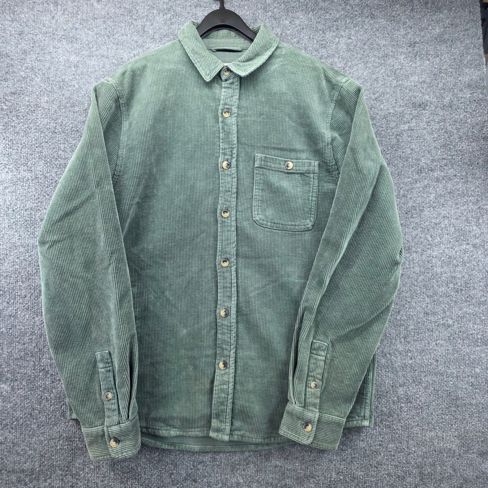 Marine Layer Mens Sage Green Corduroy Button Down Shirt Style 13015 Large